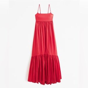 Abercrombie and Fitch Drama Bow-back Taffeta Maxi Dress - M Red